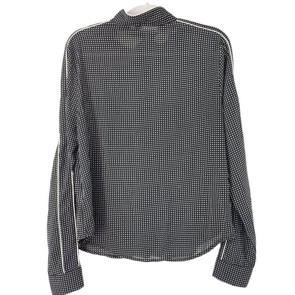 Womens Forever 21 Tie Neck Dot Blouse Size M Black Black EUC Long Sleeve 5075 - Picture 2 of 6